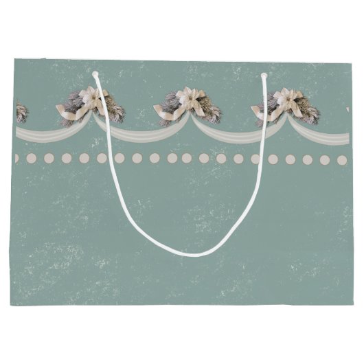 Victoriaans Bloemen Tapijt in Groene Gift Bag Groot Cadeauzakje (Achterkant)