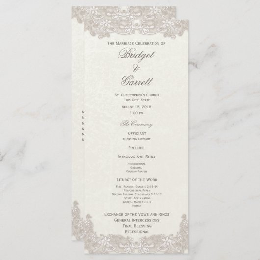 Victoriaans Bloemen Trouwprogramma Programmakaart (Voorkant / Achterkant)