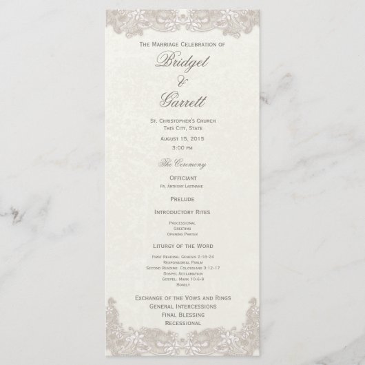 Victoriaans Bloemen Trouwprogramma Programmakaart (Voorkant)