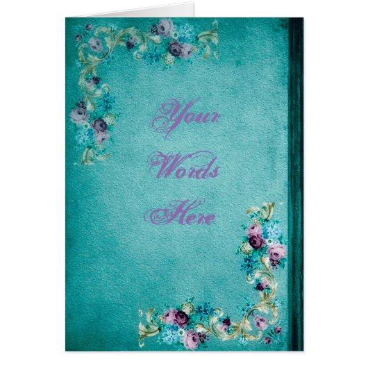 Victoriaans bloemen van bloem roos elegant blauwgr (Voorkant)