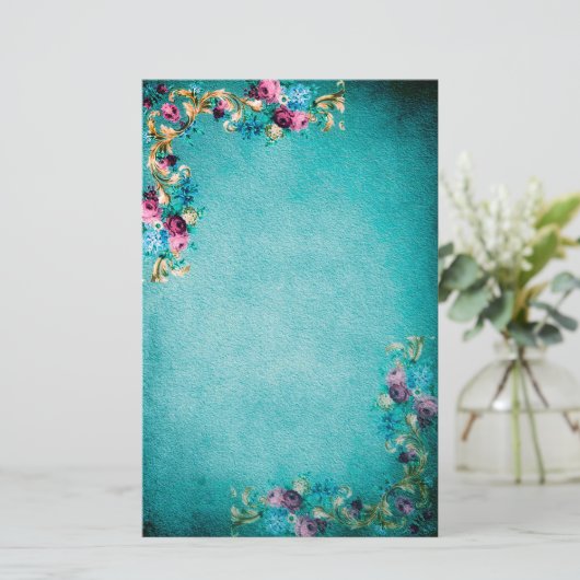 Victoriaans bloemen van bloemen, elegant briefpapier (Staand voorkant)