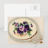  Victoriaans Bloemen Verjaardag Briefkaart. Briefkaart (Voorkant / Achterkant)