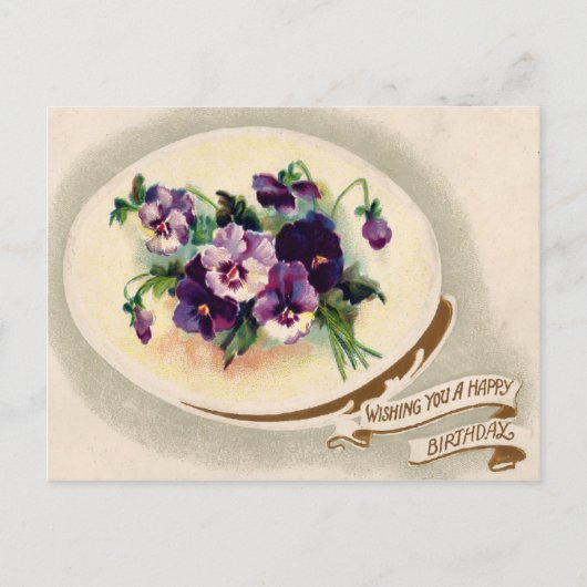  Victoriaans Bloemen Verjaardag Briefkaart. Briefkaart (Voorkant)