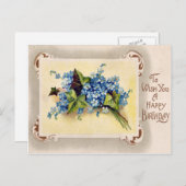  Victoriaans Bloemen Verjaardag Briefkaart. Briefkaart (Voorkant / Achterkant)