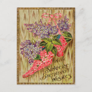  Victoriaans Bloemen Verjaardag Briefkaart. Briefkaart