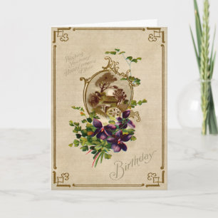 Victoriaans Bloemen Verjaardag Kaart