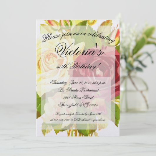  Victoriaans Bloemen Verjaardagsfeestuitnodiging Kaart (Staand voorkant)