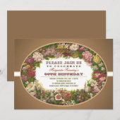 Victoriaans Bloemen  Verjaardagsuitnodigingen Kaart (Voorkant / Achterkant)