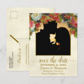 Victoriaans Bloemen w/Photo Bruiloft Save the Date Aankondigingskaart (Voorkant / Achterkant)