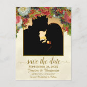 Victoriaans Bloemen w/Photo Bruiloft Save the Date Aankondigingskaart (Voorkant)