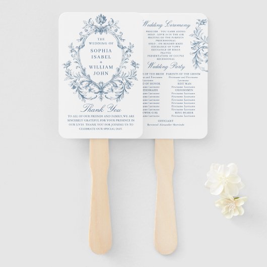 Victoriaans  Bloemen Wedding Ceremony Programma Handwaaier (Voorkant en achterkant)