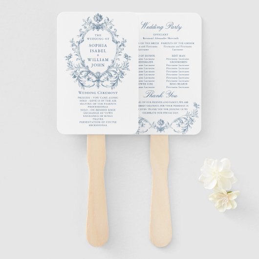 Victoriaans  Bloemen Wedding Ceremony Programma Handwaaier (Voorkant en achterkant)