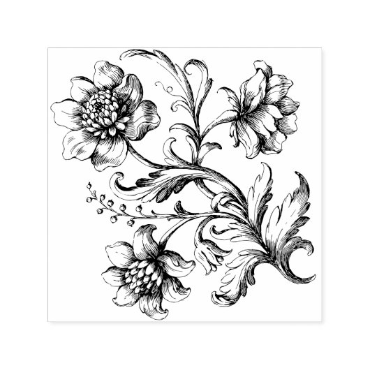 Victoriaans bloemen  zelfinktende stempel (Design)