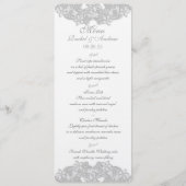 Victoriaans Bloemen Zilver Grijs Menu Kaart (Voorkant)