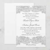 Victoriaans Bloemen Zilver Grijs Ontwerp Wedding Kaart (Voorkant / Achterkant)