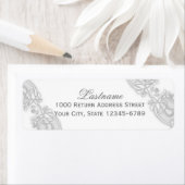 Victoriaans Bloemen Zilveren Grijs Kant Etiket (Insitu)