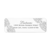 Victoriaans Bloemen Zilveren Grijs Kant Etiket (Voorkant)