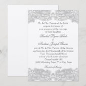 Victoriaans Bloemen Zilveren Grijs Kant Kaart (Voorkant / Achterkant)