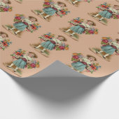 Victoriaans bloemenafdrukken cadeaupapier (Hoek)