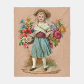 Victoriaans bloemenafdrukken fleece deken (Voorkant)