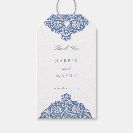 Victoriaans bloemenbruiloft dank u cadeaulabel (Voorkant)