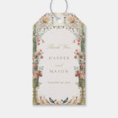 Victoriaans bloemenbruiloft dank u cadeaulabel (Voorkant)