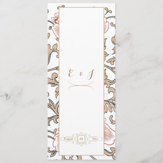  Victoriaans bloemenbruiloft Menu (Achterkant)