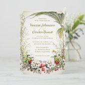 Victoriaans bloemenbruiloft uitnodiging (Staand voorkant)