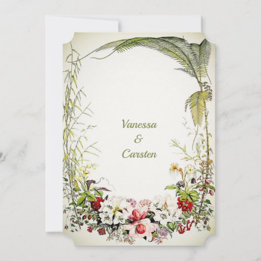  Victoriaans bloemenbruiloft uitnodiging (Achterkant)