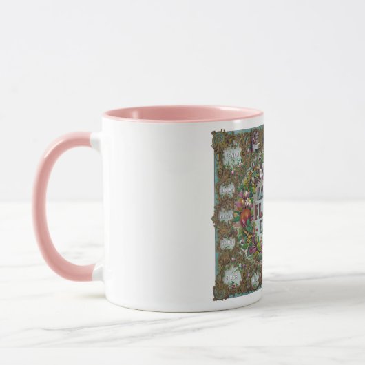 Victoriaans bloemenfruit bakken chart mok (Links)