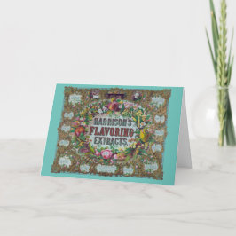 Victoriaans bloemenfruit bakken keuken blauwgroen kaart