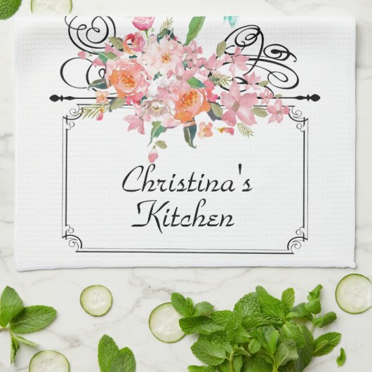 Victoriaans bloemenhangbord wit zwart roze theedoek (Gevouwen)