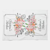 Victoriaans bloemenhangbord wit zwart roze theedoek (Horizontaal)