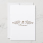 Victoriaans Bloemenkant Taupe en Wit Kaart (Achterkant)