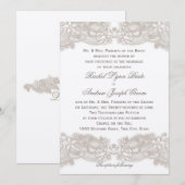 Victoriaans Bloemenkant Taupe en Wit Kaart (Voorkant / Achterkant)