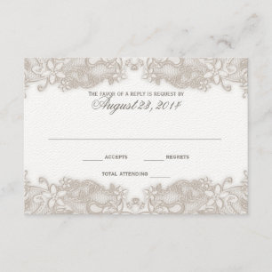 Victoriaans Bloemenkant Witte Respons Kaart