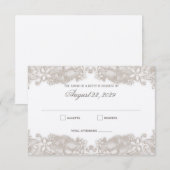 Victoriaans Bloemenkant Witte Respons Kaart (Voorkant / Achterkant)