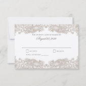 Victoriaans Bloemenkant Witte Respons Kaart (Voorkant)