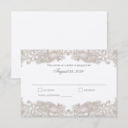 Victoriaans Bloemenkant Witte Respons Kaart (Voorkant / Achterkant)