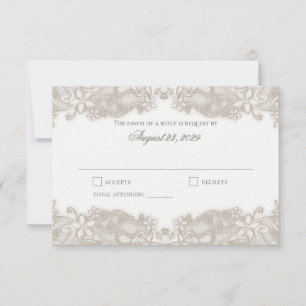Victoriaans Bloemenkant Witte Respons Kaart