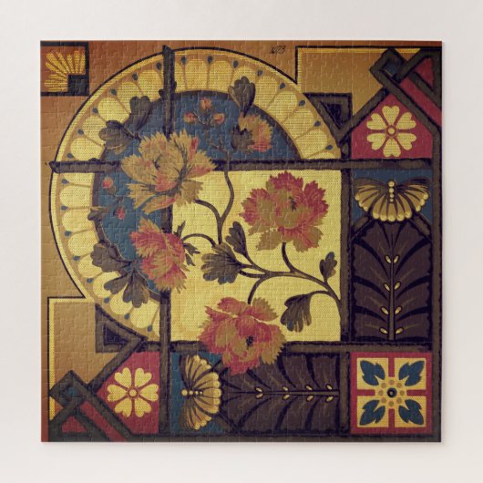 Victoriaans bloemenkunst en ambachten  behang legpuzzel (Verticaal)