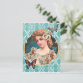 Victoriaans Bloemenmeisje Briefkaart (Staand voorkant)