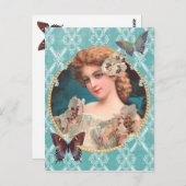 Victoriaans Bloemenmeisje Briefkaart (Voorkant / Achterkant)