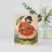 Victoriaans Bloemenmeisje Briefkaart (Staand voorkant)