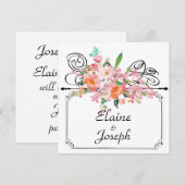 Victoriaans bloemenophangbord bewaar de datum wit save the date (Voorkant / Achterkant)