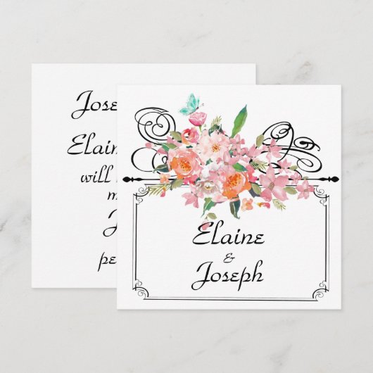 Victoriaans bloemenophangbord bewaar de datum wit save the date (Voorkant / Achterkant)