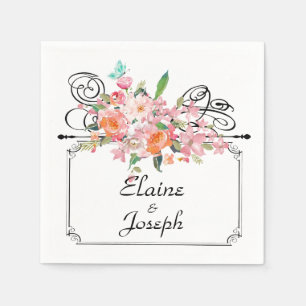 Victoriaans bloemenophangbord bruiloft wit zwart servet