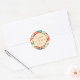 Victoriaans Bloemenpatroon bruiloft Ronde Sticker