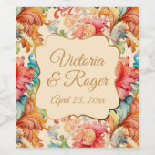 Victoriaans  Bloemenpatroon bruiloft Wijn Etiket (Enkel label)