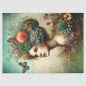 Victoriaans Bloemenportret Antiek Decoupage Rustie Tissuepapier (Voorkant)